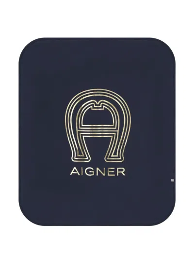 Aigner Logo Blanket In Blue