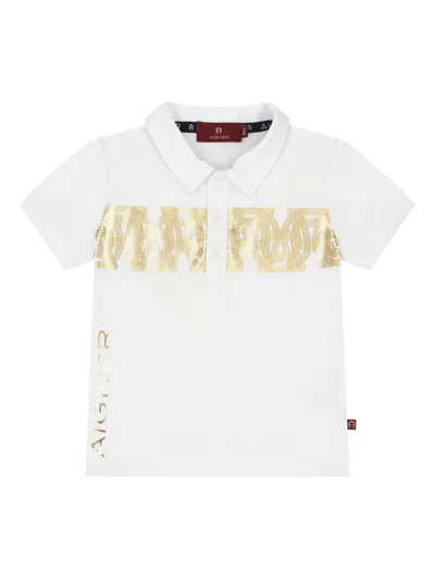 Aigner Babies' Logo Cotton Polo Shirt In White