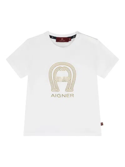 Aigner Babies' Logo Cotton T-shirt In White