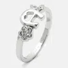 Aigner Logo Crystals Silver Tone Ring In Silver