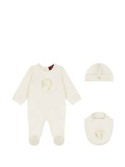 Aigner Logo-detail Babygrow Set (set Of Three) In Neutral