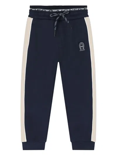 Aigner Babies' Logo-detail Side-stripe Tracksuit Bottoms In Blue