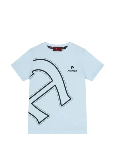 Aigner Kids' Logo-detail T-shirt In Blue