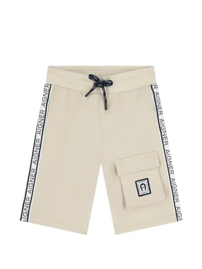Aigner Kids' Logo-detail Track Shorts In Neutral
