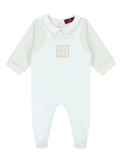 Aigner Logo-embroidered Babygrow In Blue