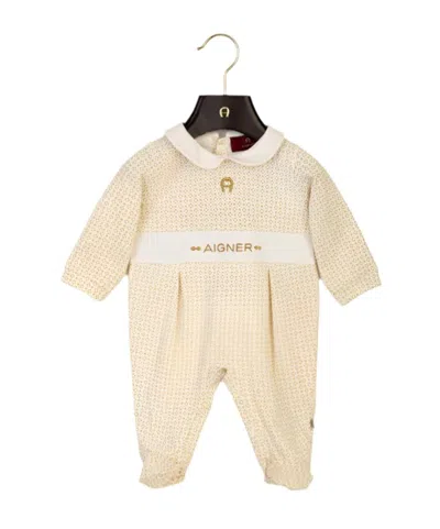 Aigner Logo-embroidered Babygrow In Nude