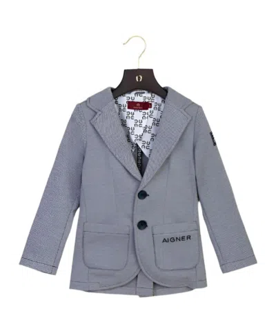 Aigner Logo-embroidered Blazer In Gray
