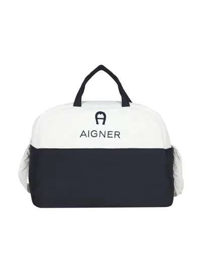 Aigner Logo-embroidered Changing Bag In Blue