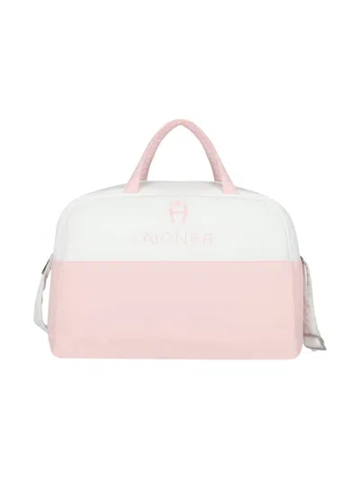 Aigner Logo-embroidered Changing Bag In Pink
