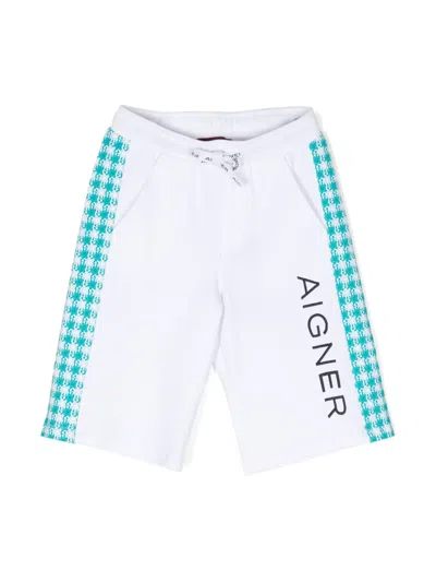 Aigner Kids' Logo-embroidered Cotton Shorts In White