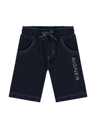 Aigner Babies' Logo-embroidered Denim Shorts In Blue