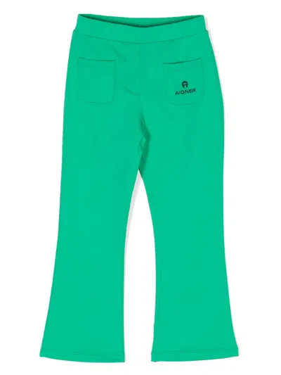 Aigner Kids' Logo-embroidered Jersey Track Pants In Green