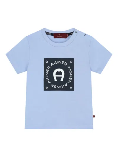 Aigner Babies' Logo Graphic-print T-shirt In Blue