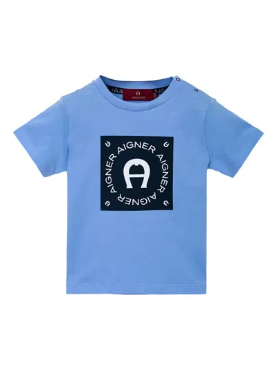 Aigner Kids' Logo-graphic T-shirt In Blue