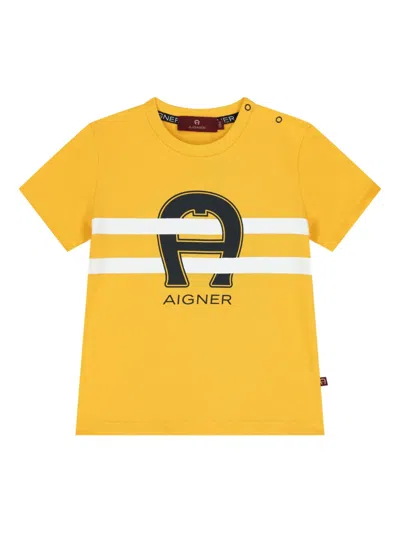 Aigner Babies' Logo-horseshoe T-shirt In Yellow