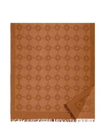 Aigner Logo M Monogram-print Scarf In Brown