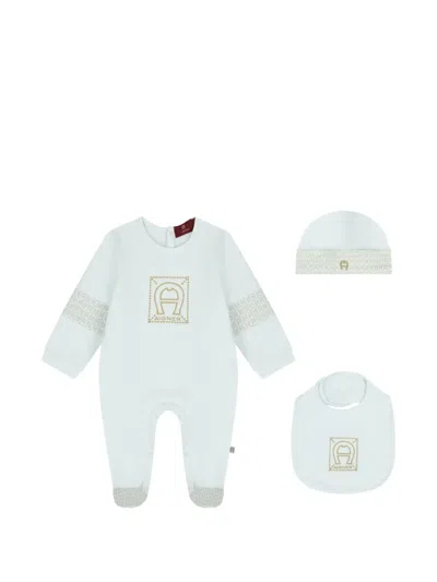 Aigner Logo-motif Babygrow Set In Blue