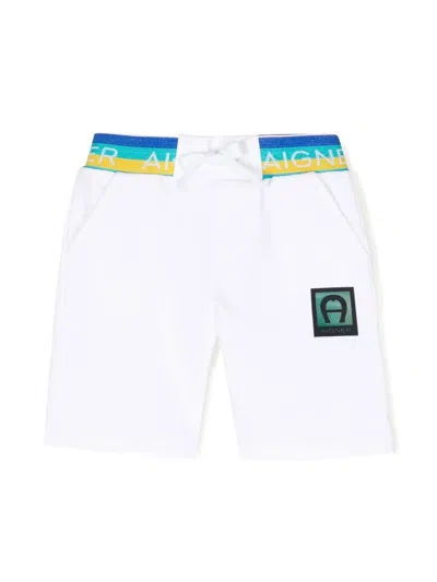 Aigner Babies' Logo-patch Cotton Track Shorts In White