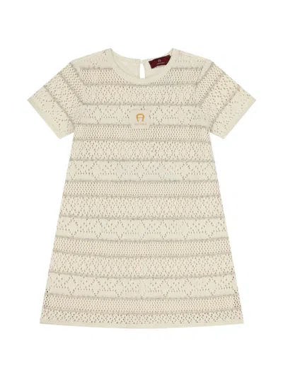 Aigner Kids' Logo-patch Dress In Neutral