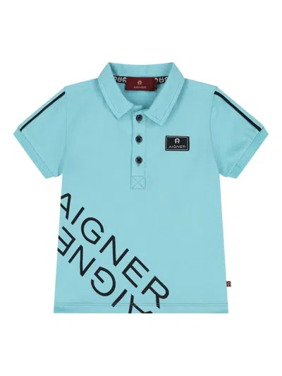 Aigner Babies' Logo-patch Polo Shirt In Blue