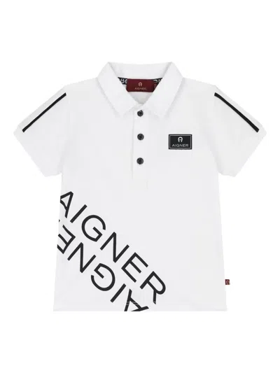 Aigner Babies' Logo-patch Polo Shirt In White