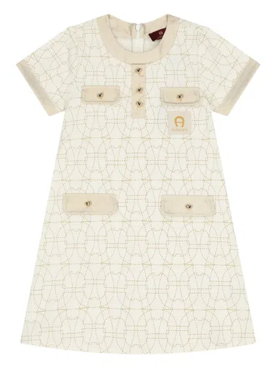 Aigner Logo-patch Stretch-cotton Dress In 白色