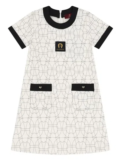 Aigner Kids' Logo-pattern Short-sleeved Casual Dress In Multi