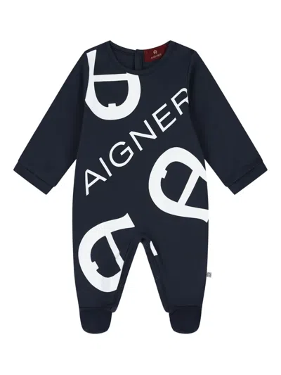 Aigner Logo-print Babygrow In Blue