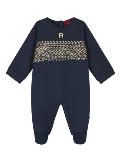 Aigner Logo-print Babygrow In Blue
