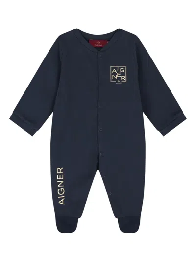 Aigner Logo-print Babygrow In Blue