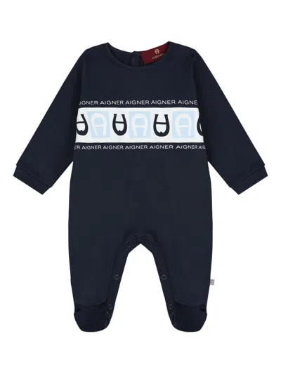 Aigner Boys Blue Pima Cotton Babygrow