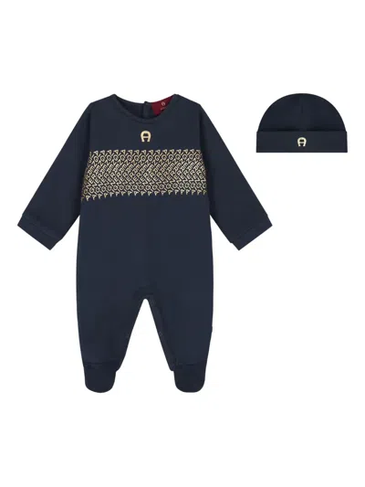 Aigner Logo-print Babygrow Set In Blue