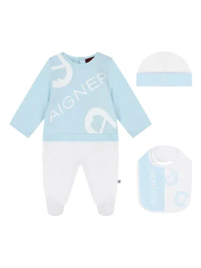 Aigner Logo-print Babygrow Set In Blue