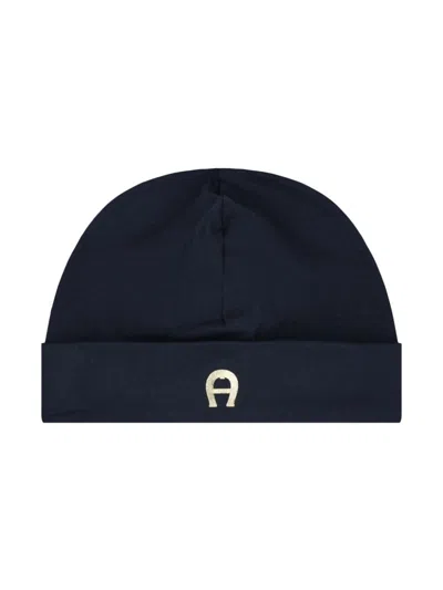 Aigner Babies' Logo-print Beanie In Blue