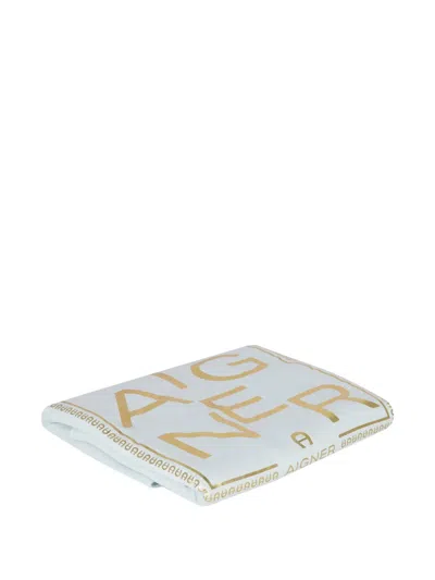 Aigner Logo-print Blanket In Blue