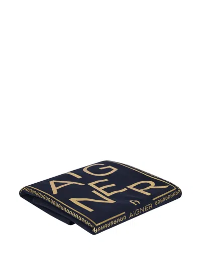 Aigner Logo-print Blanket In Blue