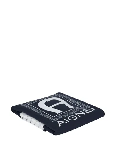 Aigner Logo-print Blanket In Blue