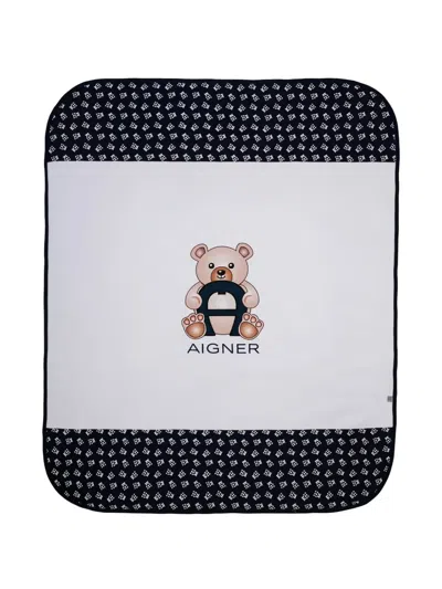 Aigner Logo-print Blanket In Blue
