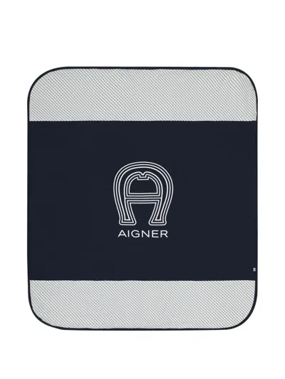 Aigner Logo-print Blanket In Blue