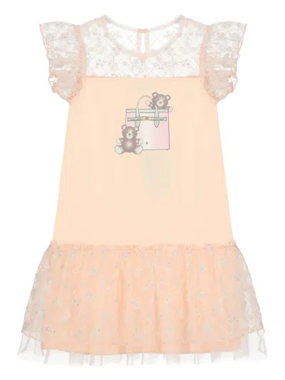 Aigner Kids' Logo-print Cotton Dress In Pink