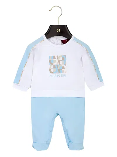 Aigner Babies' Logo-print Cotton Romper In Multi