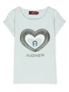 Aigner Logo-print Cotton T-shirt In Blue