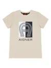 Aigner Logo-print Cotton T-shirt In Neutral