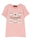 Aigner Logo-print Cotton T-shirt In Pink