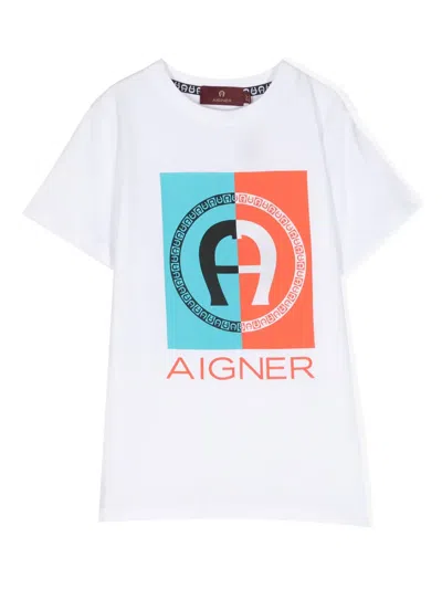 Aigner Logo-print Cotton T-shirt In Weiss