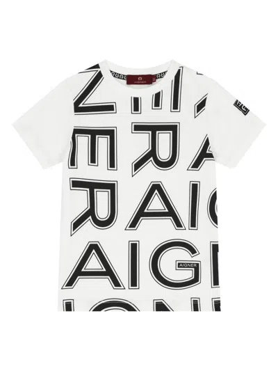Aigner Kids' Logo-print Cotton T-shirt In Weiss