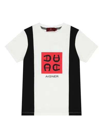 Aigner Kids' Logo-print Cotton T-shirt In Weiss