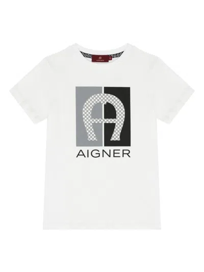 Aigner Kids' Logo-print Cotton T-shirt In Weiss