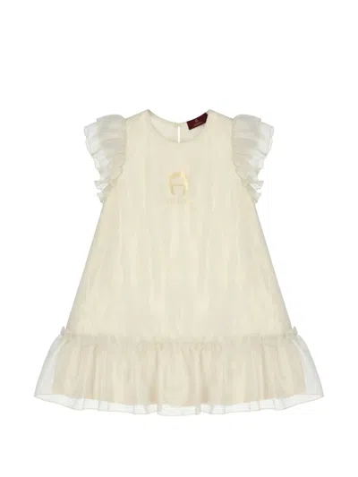 Aigner Kids' Logo-print Dress In Neutral