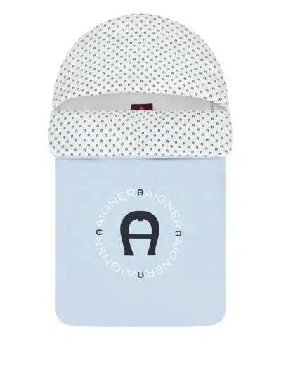 Aigner Logo-print Hooded Sleep Bag In Blue